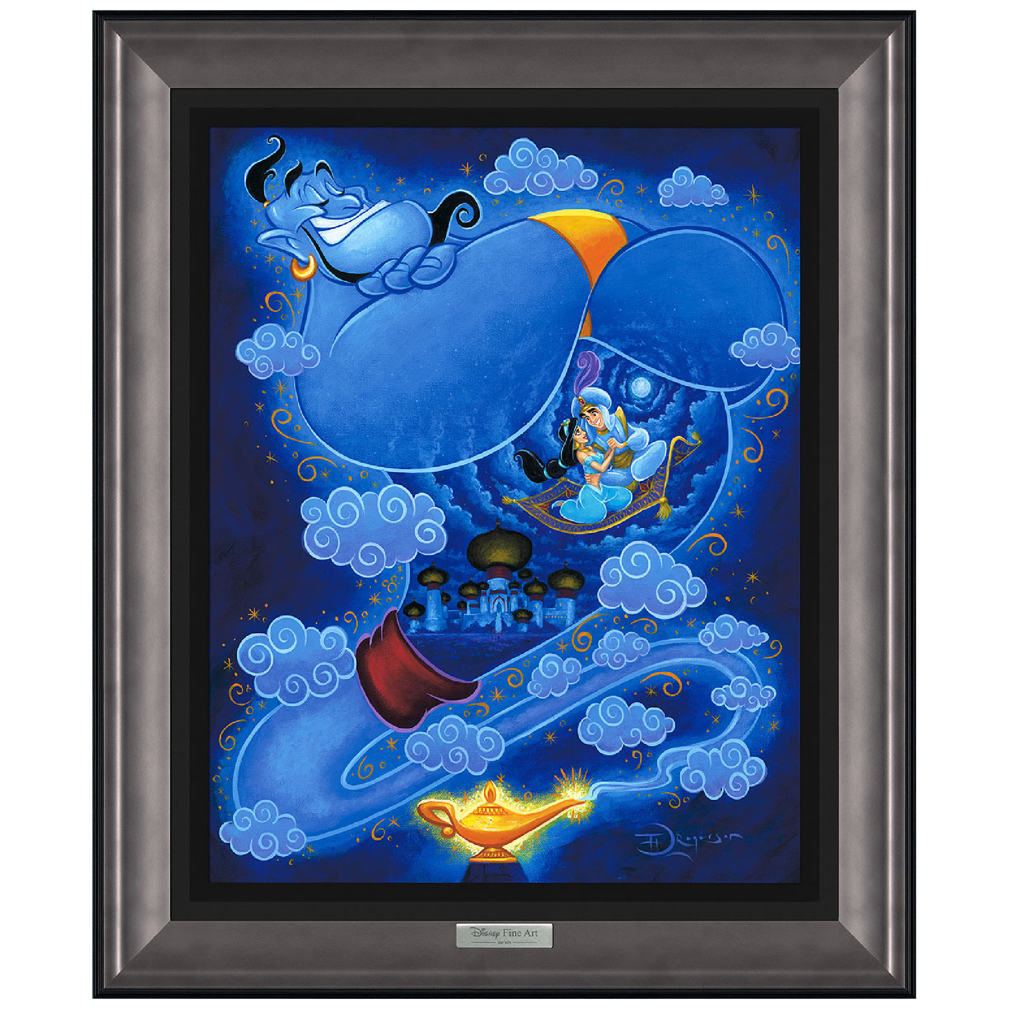 I DREAM OF GENIE 26Hx22W Disney Fine Wall Art Aladdin Silver Series by Tim  Rogerson