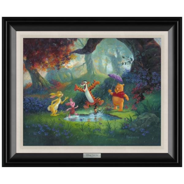 PUDDLE JUMPING 22Hx26W Disney Fine Wall Art Winnie the Pooh Silver Series by Michael Humphries