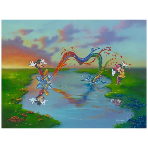 A Message to Minnie 18H×24W Disney MICKEY MOUSE IN LOVE Fine Wall Art by Jim Warren