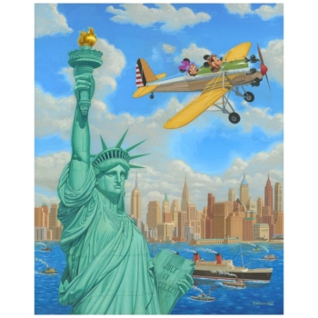Freedom Flight 30H×24W Disney MICKEY MINNIE STATUE of LIBERTY Fine Wall Art by Manuel Hernandez