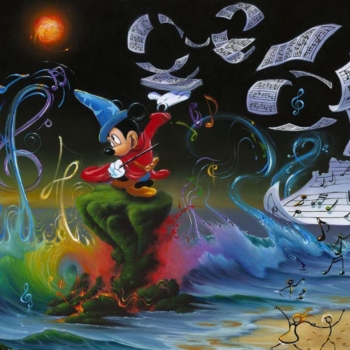 Mickey the Composer 25H×30W Disney SORCERER FANTASIA Fine Wall Art by Jim Warren