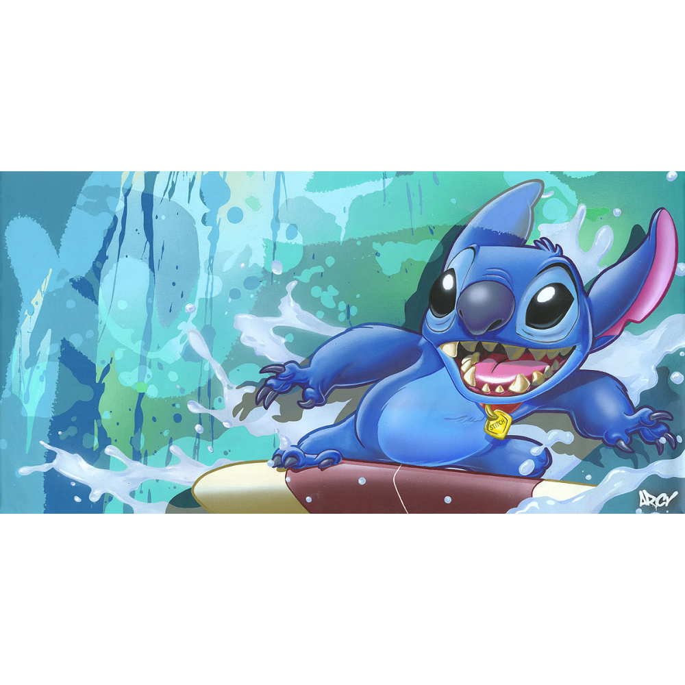 Surf Rider Stitch 18H×36W Disney Animation Masters Fine Art by Arcy -  Animation Art Masters