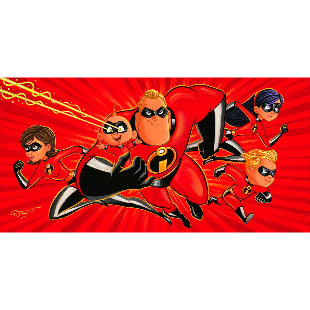 A Whole Family of Supers 15h×30W Disney INCREDIBLES TO THE RESCUE Wall Art  by Tim Rogerson - Animation Art Masters