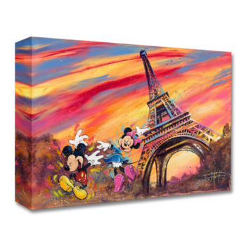 DANCING ACROSS PARIS 12Hx18W Disney Fine Wall Art Mickey and Minnie Mouse Treasures on Canvas by Stephen Fishwick