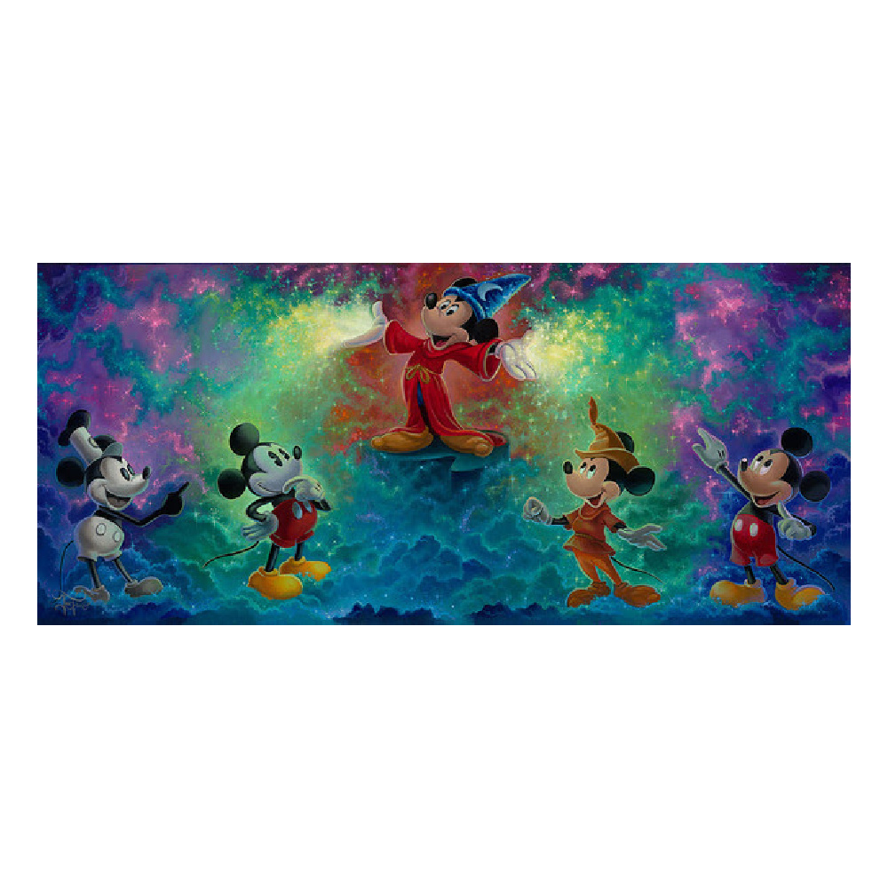 Mickey's Colorful History 16Hx36W Disney FANTASIA MICKEY MOUSE Fine Wall  Art by Jared Franco - Animation Art Masters