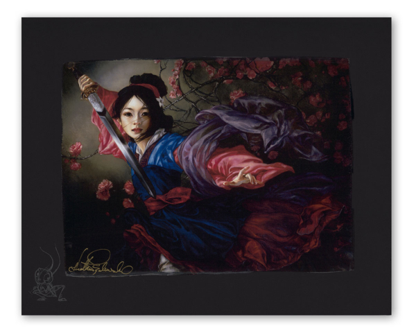 THE ELEGANT WARRIOR 12Hx16W Heather Edwards Disney Mulan Chiarograph Unframed