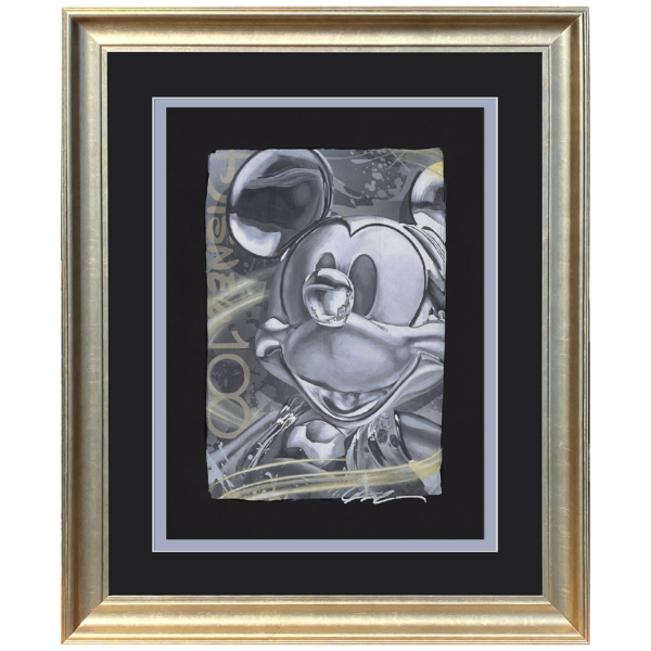Celebrating 100 Years 32Hx27W Disney MICKEY MOUSE Gold Framed Chiarograph by ARCY